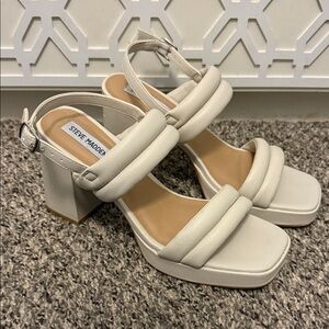 Steve Madden White Block Heel Sandals